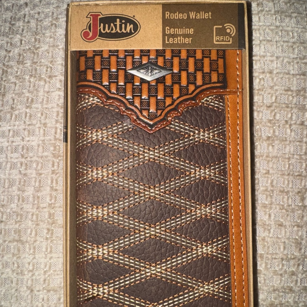 Justin Boots Leather Wallet with Woven Pattern Men’s wallet